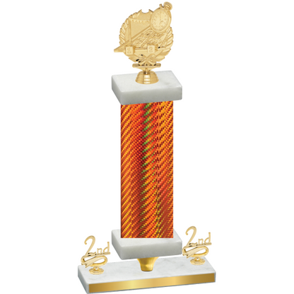 Premium Single Orange Carbon Fiber Second Place Swimming Trophy