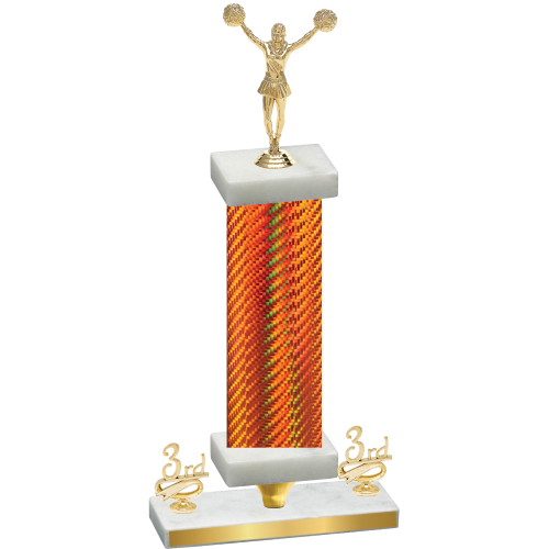 Premium Single Orange Carbon Fiber Third Place Cheerleading Trophy