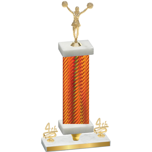 Premium Single Orange Carbon Fiber Fourth Place Cheerleading Trophy