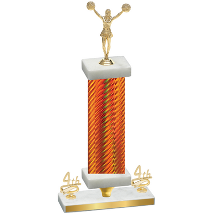 Premium Single Orange Carbon Fiber Fourth Place Cheerleading Trophy