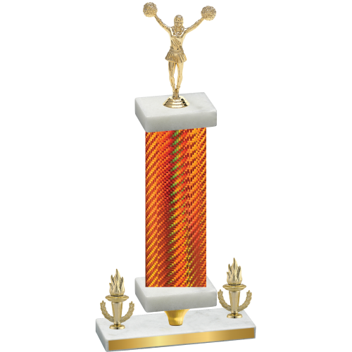 Premium Single Orange Carbon Fiber Victory Cheerleading Trophy