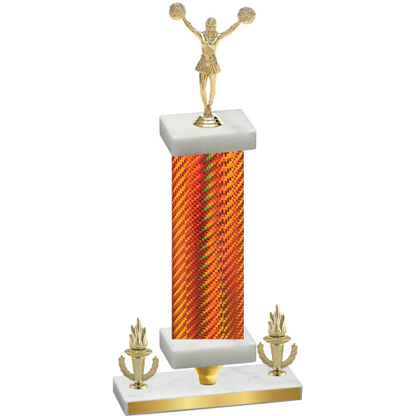 Premium Single Orange Carbon Fiber Victory Cheerleading Trophy