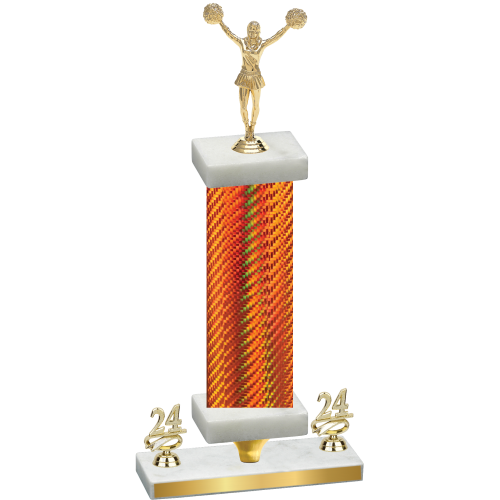 Premium Single Orange Carbon Fiber Year Cheerleading Trophy