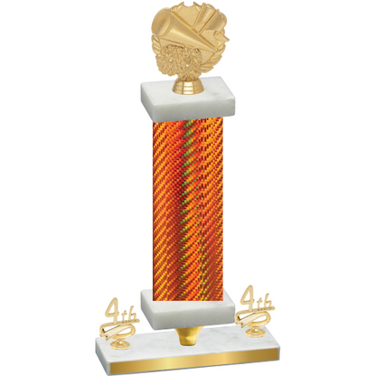 Premium Single Orange Carbon Fiber Fourth Place Cheerleading Trophy