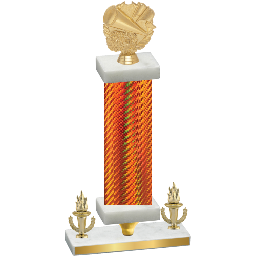 Premium Single Orange Carbon Fiber Victory Cheerleading Trophy