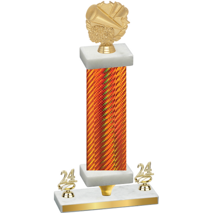 Premium Single Orange Carbon Fiber Year Cheerleading Trophy