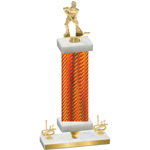 Premium Single Orange Carbon Fiber First Place Hockey Trophy