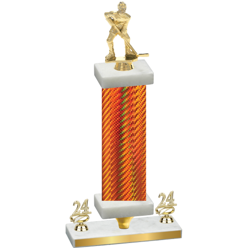 Premium Single Orange Carbon Fiber Year Hockey Trophy