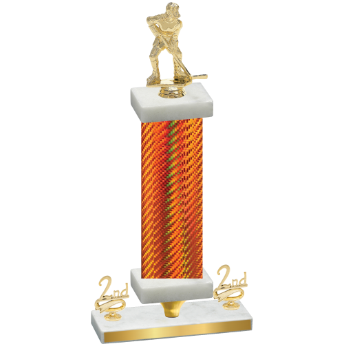 Premium Single Orange Carbon Fiber Second Place Hockey Trophy