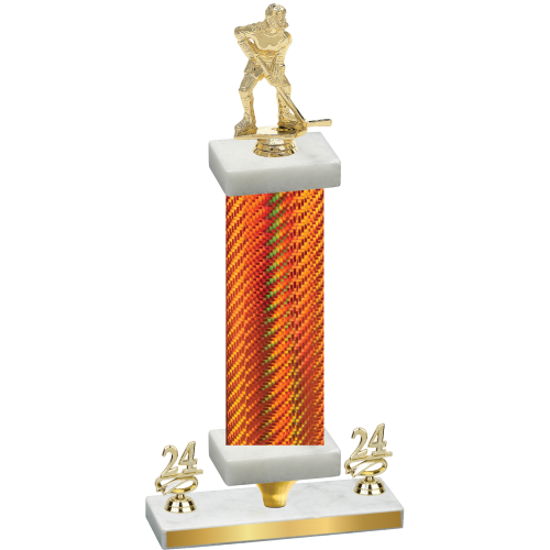 Premium Single Orange Carbon Fiber Year Hockey Trophy