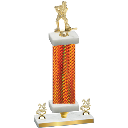 Premium Single Orange Carbon Fiber Year Hockey Trophy