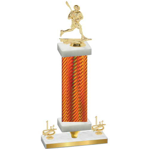 Premium Single Orange Carbon Fiber First Place Lacrosse Trophy