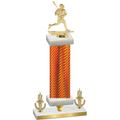 Premium Single Orange Carbon Fiber Victory Lacrosse Trophy