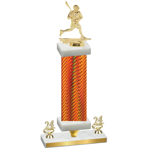 Premium Single Orange Carbon Fiber Year Lacrosse Trophy
