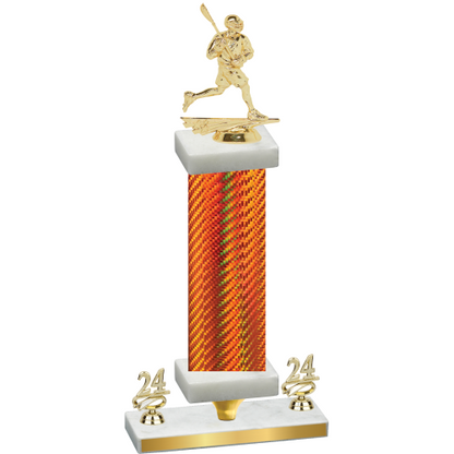 Premium Single Orange Carbon Fiber Year Lacrosse Trophy