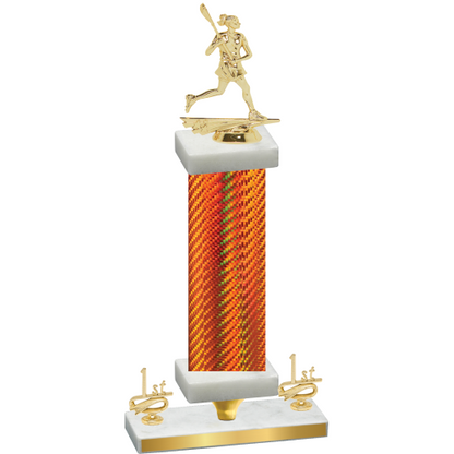 Premium Single Orange Carbon Fiber First Place Lacrosse Trophy