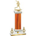 Premium Single Orange Carbon Fiber Victory Lacrosse Trophy