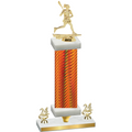 Premium Single Orange Carbon Fiber Year Lacrosse Trophy