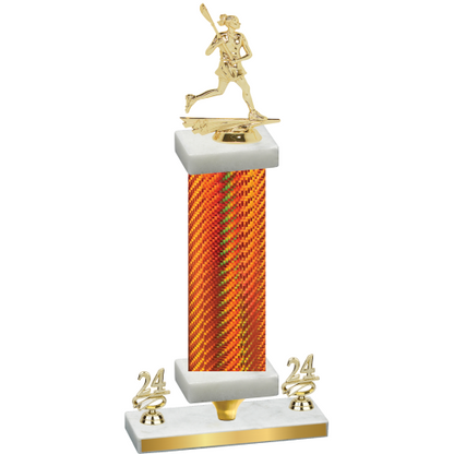 Premium Single Orange Carbon Fiber Year Lacrosse Trophy
