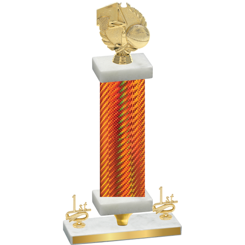 Premium Single Orange Carbon Fiber First Place Basketball Trophy