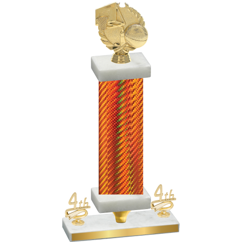 Premium Single Orange Carbon Fiber Fourth Place Basketball Trophy