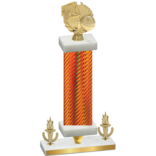 Premium Single Orange Carbon Fiber Victory Basketball Trophy