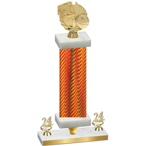 Premium Single Orange Carbon Fiber Year Basketball Trophy