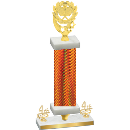 Premium Single Orange Carbon Fiber Fourth Place Pickleball Trophy