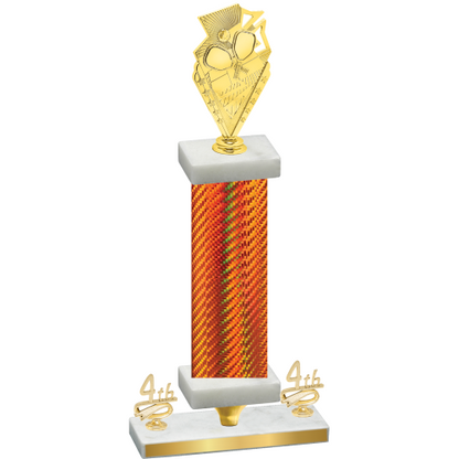 Premium Single Orange Carbon Fiber Fourth Place Pickleball Trophy