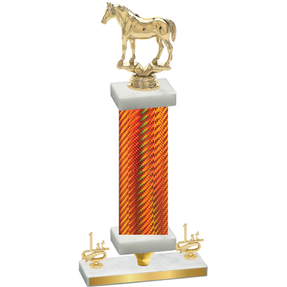 Premium Single Orange Carbon Fiber First Place Horses Trophy