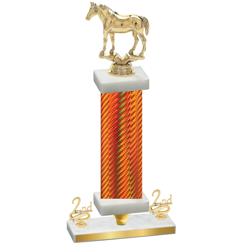 Premium Single Orange Carbon Fiber Second Place Horses Trophy