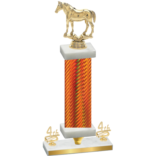 Premium Single Orange Carbon Fiber Fourth Place Horses Trophy