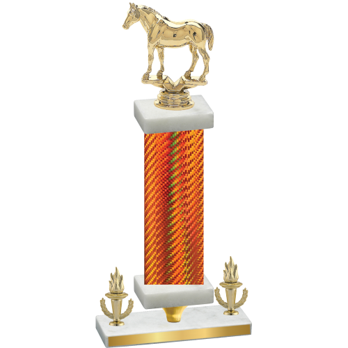 Premium Single Orange Carbon Fiber Victory Horses Trophy