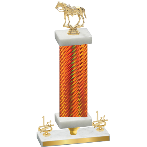 Premium Single Orange Carbon Fiber First Place Horses Trophy