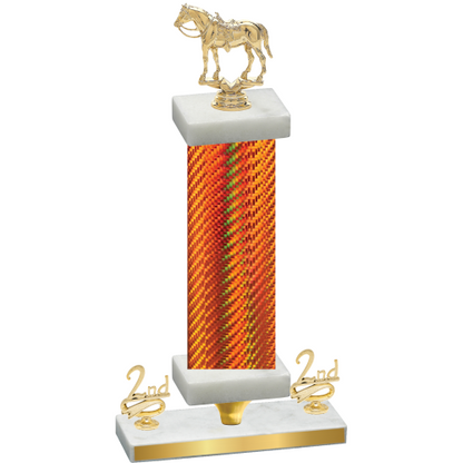 Premium Single Orange Carbon Fiber Second Place Horses Trophy