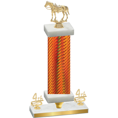 Premium Single Orange Carbon Fiber Fourth Place Horses Trophy