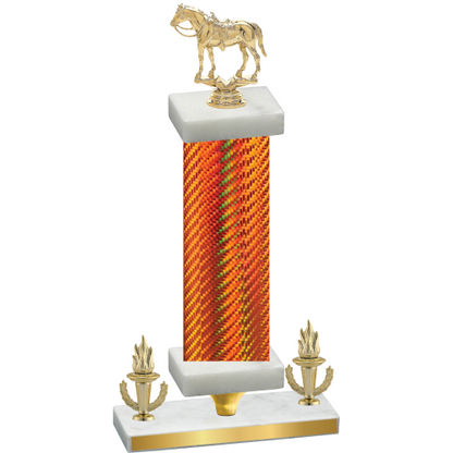 Premium Single Orange Carbon Fiber Victory Horses Trophy