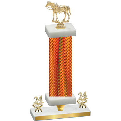 Premium Single Orange Carbon Fiber Year Horses Trophy