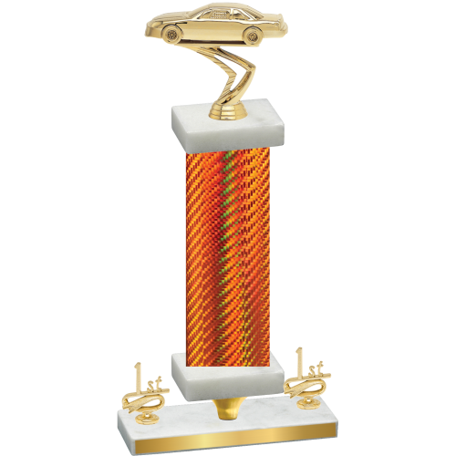 Premium Single Orange Carbon Fiber First Place Cars Trophy
