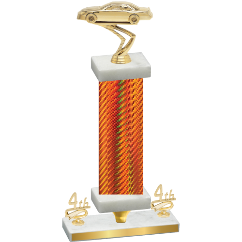 Premium Single Orange Carbon Fiber Fourth Place Cars Trophy