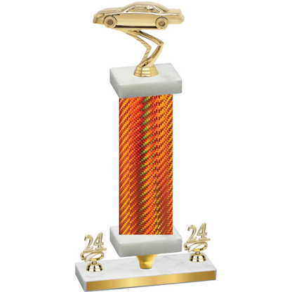 Premium Single Orange Carbon Fiber Year Cars Trophy