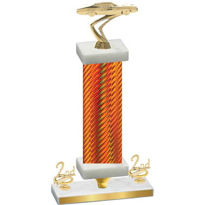 Premium Single Orange Carbon Fiber Second Place Cars Trophy
