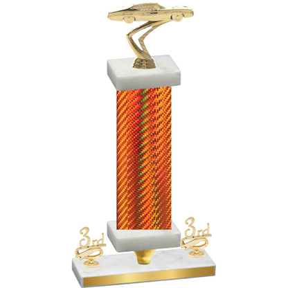 Premium Single Orange Carbon Fiber Third Place Cars Trophy