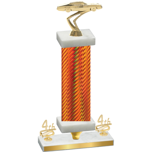 Premium Single Orange Carbon Fiber Fourth Place Cars Trophy
