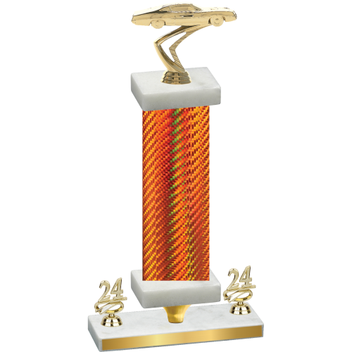 Premium Single Orange Carbon Fiber Year Cars Trophy