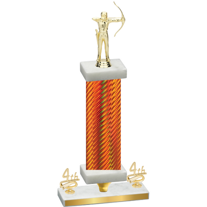 Premium Single Orange Carbon Fiber Fourth Place Archery Trophy