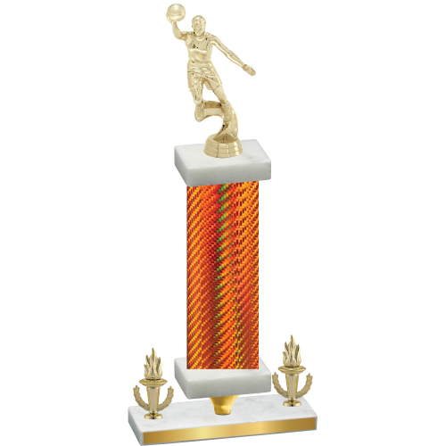 Premium Single Orange Carbon Fiber Victory Basketball Trophy
