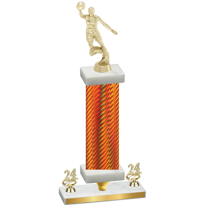 Premium Single Orange Carbon Fiber Year Basketball Trophy