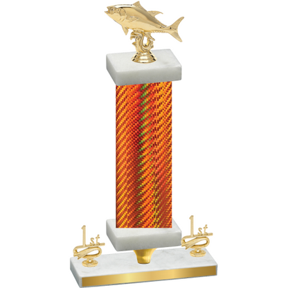 Premium Single Orange Carbon Fiber First Place Fishing Trophy