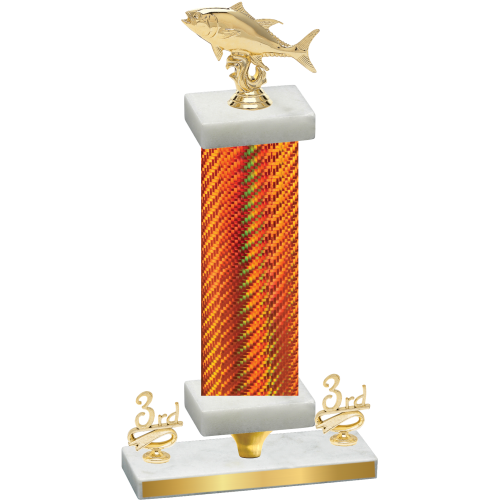 Premium Single Orange Carbon Fiber Third Place Fishing Trophy